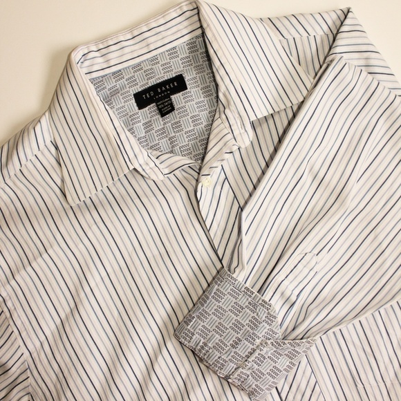 Ted Baker Striped Dress‎ Button Down Shirt Cuffs - Picture 1 of 8